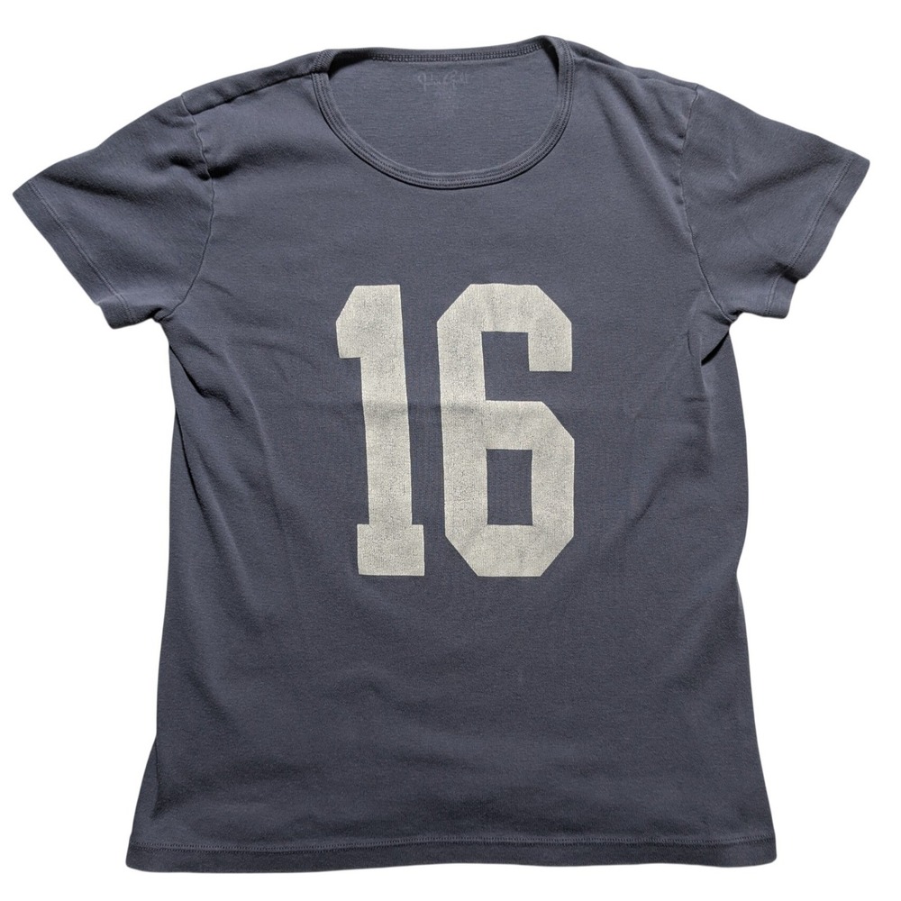 John Galt Brandy Melville Varsity Number 16 Women XS? Navy Blue Fade Tee
